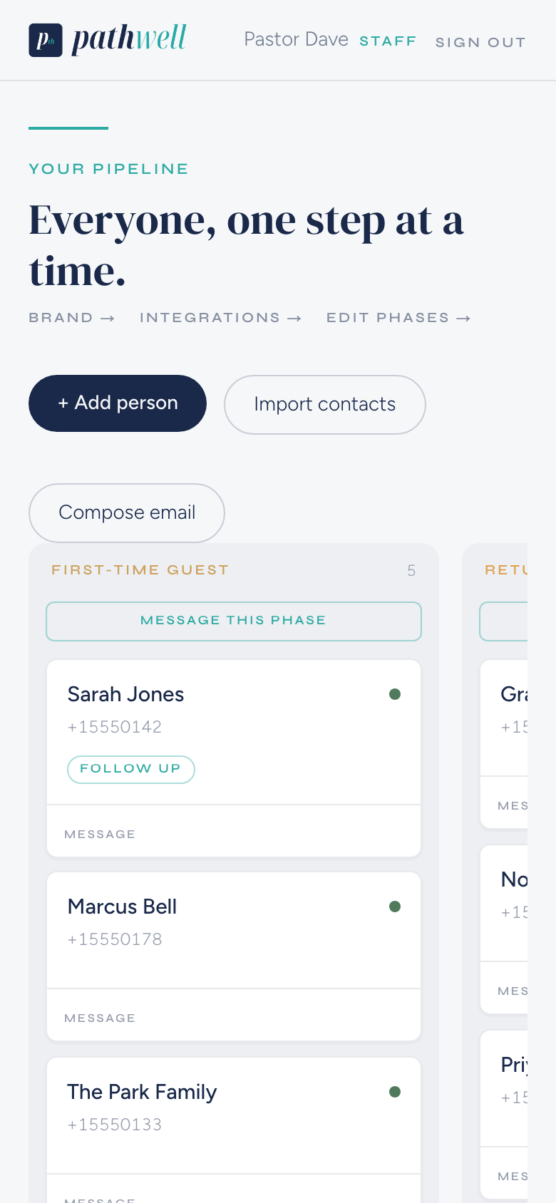 PathWell on mobile, the board